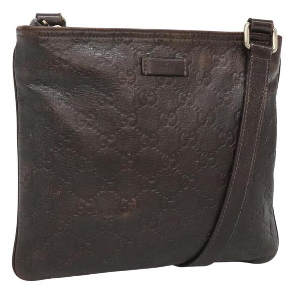 GUCCI GG Canvas Guccissima Bag Leather Dark Brown Gold - Picture 1 of 16
